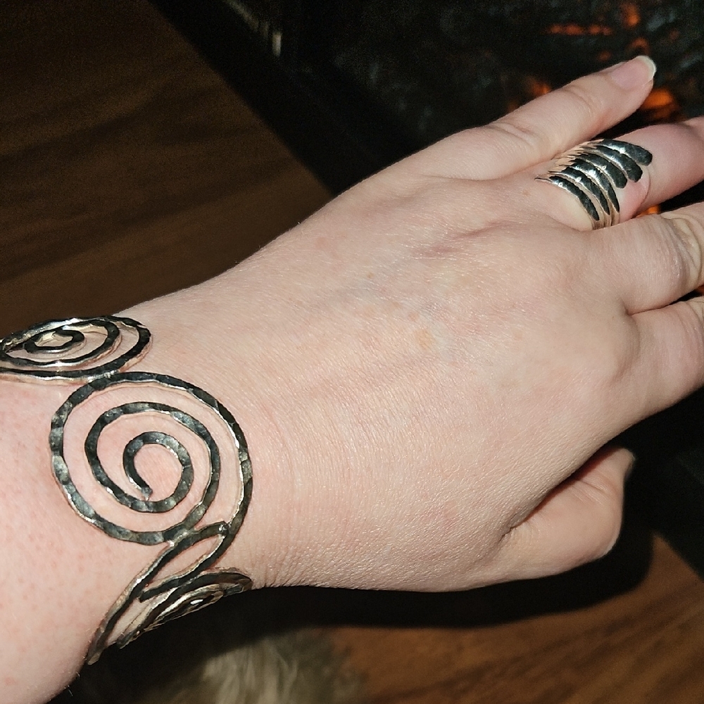 Silver Spiral Multi-Strand Bracelet And A Matching Ring